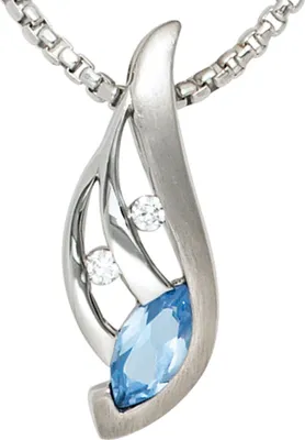 Produktbild von JOBO Anhänger 925 Sterling Silber rhodiniert teilmattiert mit Zirkonia blau