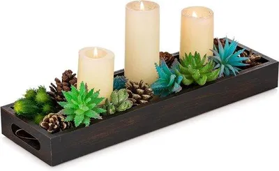 Immagine prodotto di Vassoio rettangolare in legno nero 70x70 con manici