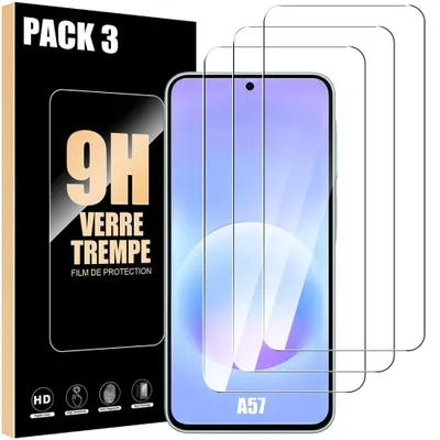 Image de 3 Verre Trempé pour Samsung Galaxy A57 5G - Protection Antichoc Anti-Rayure Rigide 9H