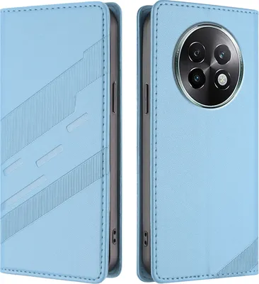 Produktbild von Hülle für Realme 13+, Kunstleder Brieftaschen Handyhülle mit Kartenfach und Standfunktion Hellblau