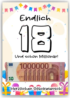 Produktbild von Geldgeschenk 18. Geburtstag Jungen Mädchen Lustige Geschenkidee 18 Jahre - Deine erste Million – DIN A4 (21x29.7cm)