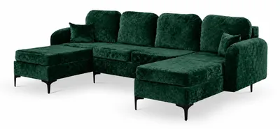 Productafbeelding van ANMIL Hoekbank VENTO, U-vorm, 294 x 96 x 172 cm, donkergroen, stof EUREKA, slaapbank met bedfunctie