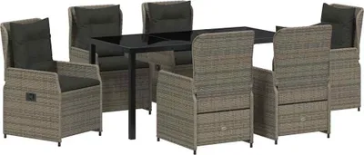 Produktbild von vidaXL Garten Essgruppe 7 pcs Grau Poly-Rattan