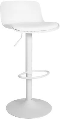 A white bar stool is shown against a white background.