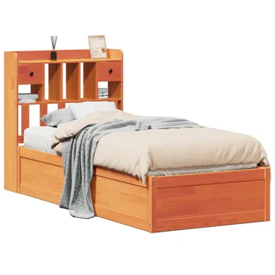 Produktbild von vidaXL Massivholzbett ohne Matratze Wachsbraun 100x200 Kiefernholz