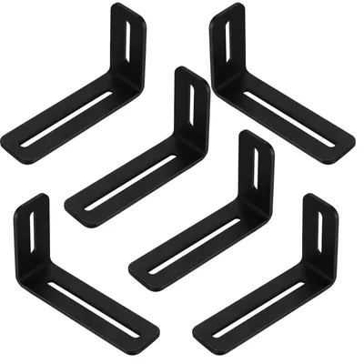 Obrázek produktu pro Nastavitelné úhelníky, 6 kusů, tvar L, úhel 90 stupňů, rozměry 101x60x30 mm, ocel, černá barva