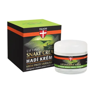 A product shot of a box and a jar of snake venom anti-wrinkle cream.
