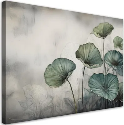 Produktbild von Leinwandbild Grüne Blätter 100x70 Feeby Grau bild für die wand bereit zum aufhängen