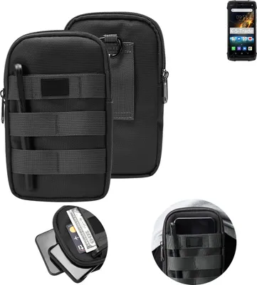 Produktbild von K-S-Trade Holster Gürtel Tasche kompatibel mit Blackview BV6900 Handy Tasche Schutz Hülle dunkel-grau viele Fächer, 1x