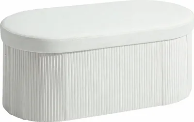 Produktbild von Klappbare Aufbewahrungsbank in Samtoptik, Creme, 76 x 38 x 35 cm
