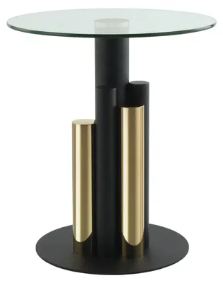 Produktbild von Padiro Beistelltisch rund Ø 46 x 52 cm - Gold - modern, Art-déco-Glamour-Look - Glastischplatte - Edelstahlgestell