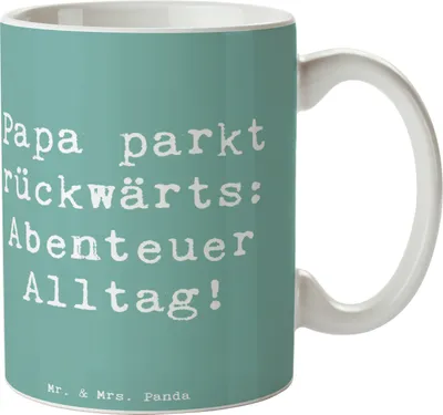 Produktbild von Mr. & Mrs. Panda Teetasse Spruch Vater Abenteuer - Meeresbrise - Geschenk, Vaterschaft, Geschenktasse, Freude, besonderes, Herz, Lächeln, schöne tasse, Keramiktasse
