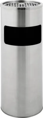 Produktbild von Runder Kombiascher | 12,5 Liter, HxØ 61x25cm | Verzinkter Inneneimer | Edelstahl / Silber