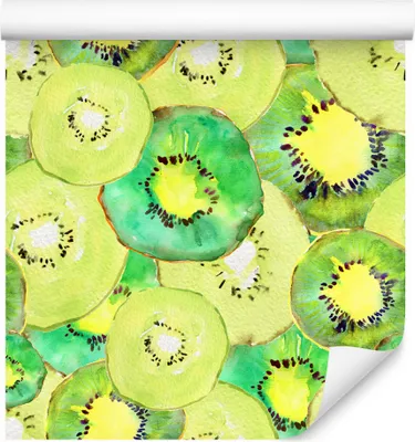 Produktbild von 10m VLIES TAPETE Rolle Küche Obst Kiwis Saftig Frisch Aquarell Bunt XXL
