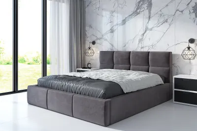 Produktbild von Polsterbett  RADIC -OM 90x200 cm mit Bettkasten und Lattenrost. Farbe: Grau