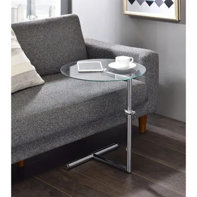 Produktbild von Couchtisch Glas Beistelltisch Wohnzimmertisch höhenverstellbar in Klarglas/chrom