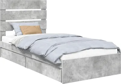 Immagine prodotto di Letto contenitore vidaXL, colore grigio cemento, 90 x 190 cm, realizzato in materiale composito di legno