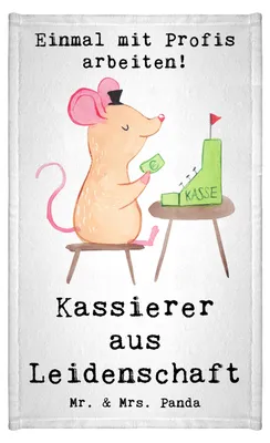 Produktbild von Mr. & Mrs. Panda Handtuch Kassierer Leidenschaft - Weiß - Geschenk, Gäste-WC, Gästehandtuch 30x50, Frotteetuch, frottierhandtuch, Spruch, Kassenwart, Witzig, Lustig