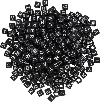 Produktbild von VBS Buchstabenperlen Schwarz 6 mm für Schmuckherstellung und Bastelprojekte