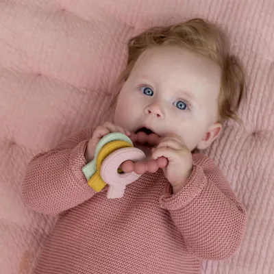 Produktbild von Little Dutch Bijtring Silikon Sleutelbos Roze