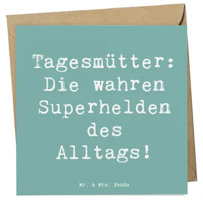 Produktbild von Mr. & Mrs. Panda doppelkarte Spruch Tagesmutter Superheld - Meeresbrise - Geschenk, Berufspassion, faltkarte, anlasskarte, liebevolle Betreuung, Lächeln, Berufsgestaltung