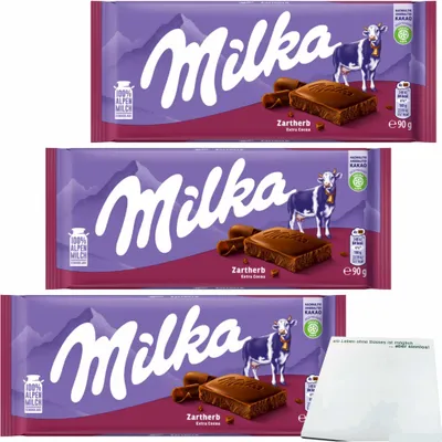 Produktbild von Milka Zartherb 3er Pack (3x90g Tafel) + usy Block