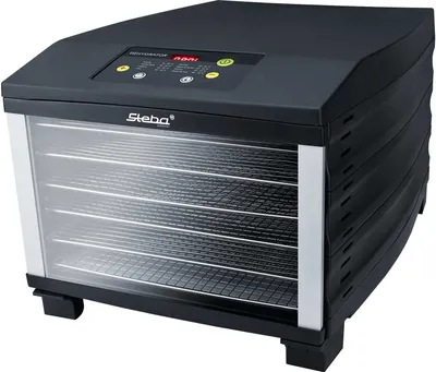 Produktbild von Elektronischer Dörrautomat mit 6 Edelstahl-Einsätzen,Elektronische Temperaturregelung und Zeitsteuerung, Langlebiger Motor mit Lüfterflügeln, Display