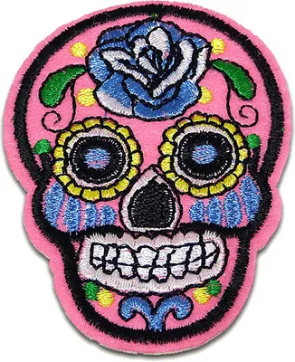Produktbild von Totenkopf Rose - Aufnäher, Bügelbild, Aufbügler, Applikationen, Patches, Flicken, Zum Aufbügeln, Größe: 6,9 x 5,1 cm