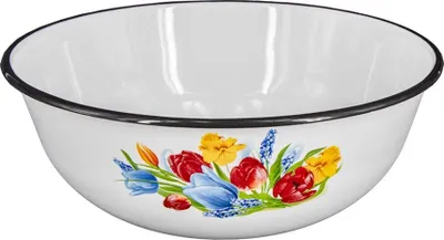 Produktbild von Emaille Schüssel Sania Rund 1,5 Liter ca Ø 20 Retro Nostalgie Geschirr emalliert Tulpen