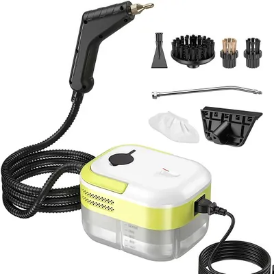 Produktbild von Dampfreiniger 7-in-1, 3 Bar 1200W Tragbarer Handdampfreiniger, 1200ML Tank, 7 Zubehör-Dampfgarer für Badezimmer Küche Auto(Gelb)
