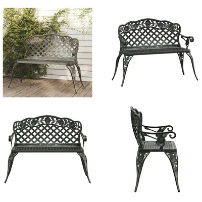 Image de vidaXL Banc de jardin 108 cm en fonte d'aluminium vert - Banc de jardin - Bancs de jardin - Banc de terrasse - Bancs de terrasse