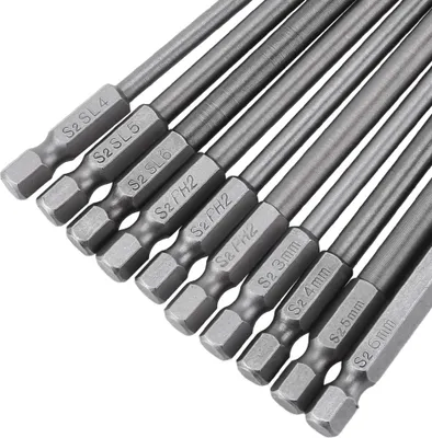 Zdjęcie produktu dla 10-częściowy zestaw końcówek wkrętakowych 1/4 cala z chwytem sześciokątnym 100 mm, magnetycznych, płaskich i krzyżakowych, BST
