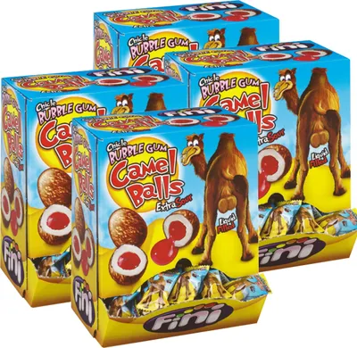 Image de Fini Bubble Gum Camel Balls 200 pièces - Extra acide et sans gluten (paquet de 4)