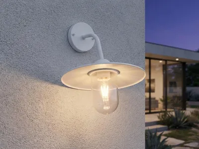 Produktbild von Vintage LED Außenwandleuchte Weiß Terrassenlampe Fassadenbeleuchtung, Höhe 32cm