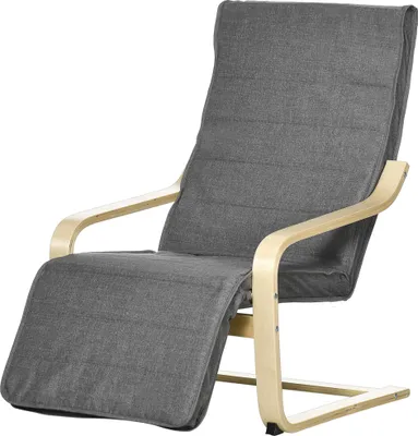 Produktbild von Akzentsessel, Relaxsessel mit verstellbarem Fußteil, Birkenholzrahmen, bis 120 kg, 66,5 x 94 x 100 cm, Grau