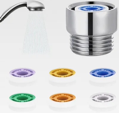 Produktbild von 7 Stück Durchflussbegrenzer für Duschkopf 1,5/1,8/2,0/2,5/3,0 GPM Duschdurchflussreduzierer Wassersparadapter für festen Duschkopf und Handbrause