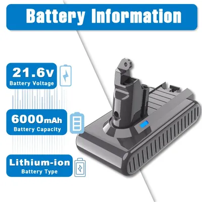 Obrázek produktu pro Náhradní baterie V6 6000 mAh – lithium-iontová baterie pro ruční vysavače – 21,6 V – kompatibilní s modely V6 a DC62 – dobíjecí – fialová