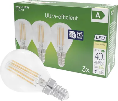 Produktbild von LED-Tropfen 485lm 2,2W E14 2700K 3er Pack