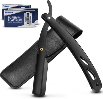 Produktbild von Männer Rasierer mit wechselbaren Klingen, 30 doppelte Klingen, Reiseetui, Präzisionsrasierer, schwarz