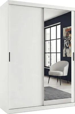 Obrázok produktu pre Šatníková skriňa MIRANO 150x215 cm biela matná Vysoká šatníková skriňa s posuvnými dverami