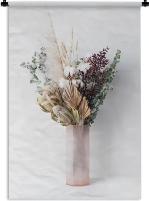 Produktbild von MuchoWow® Wandteppich Wandbehang Blätter - Blumen - Stilleben 60x90 cm Tapisserie Dekoration Wandtuch - Foto-Teppich - Abwaschbar