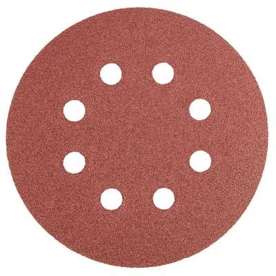 Produktbild von Schleifscheiben mit Klettverschluss, 125 mm, Körnung P120, 5 Stück, mit 8 Löchern