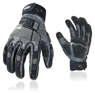 Produktbild von Paar Lederarbeitshandschuhe, Mechanikerhandschuhe, Sicherheitshandschuhe, Riggerhandschuhe, vibrationsdämpfend, robust, wasserdicht (CA7722WR)