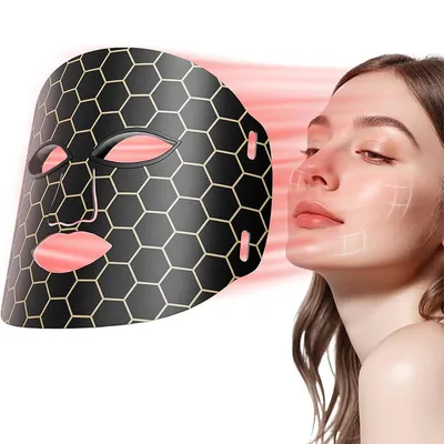 Produktbild von LED Gesichtsmaske mit 7 Farben Lichttherapie, Silikon Maske für Anti Aging Hautpflege, Rotlicht & Blaulicht, kabellos mit Akku