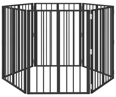 Image de vidaXL Barrière pour chien, 6 pièces, noir, 60 x 80 cm, acier galvanisé