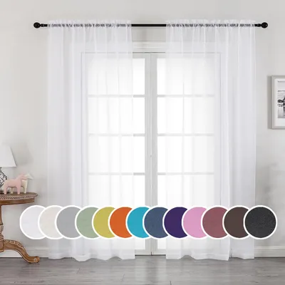 Voile-Gardinen weiß 2er-Set 213 cm Länge