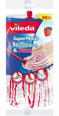 Produktbild von Vileda Microfibre & Power, Wischbezug, Rot, Weiß, Faser, 1 Stück(e)