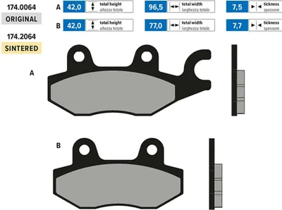 Produktbild von POLINI Bremsbelagsatz Sinterverbindung 42x96,5x7,5/42x77x7,7 mm