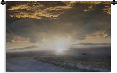 Produktbild von MuchoWow® Wandteppich Wandbehang Die Straße bei Sonnenaufgang im Etosha-Nationalpark 150x100 cm Tapisserie Dekoration Wandtuch - Waschbar - Tapisserien - Wand-Decke