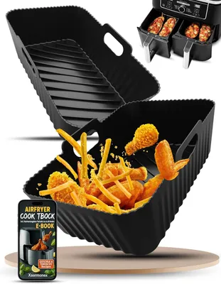 Imagen del producto de Molde de silicona para freidora de aire, de 21,5 x 14,5 x 7 cm, para freidoras de 7,6-9,5 litros, ideal para la cocina